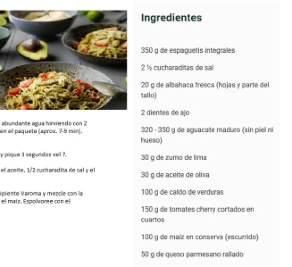 Espaguetis integrales con salsa de aguacate